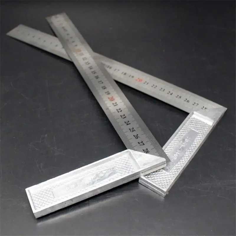250/300mm Aluminum Handle with Stainless Steel Scale Right Measuring Angle Square Ruler