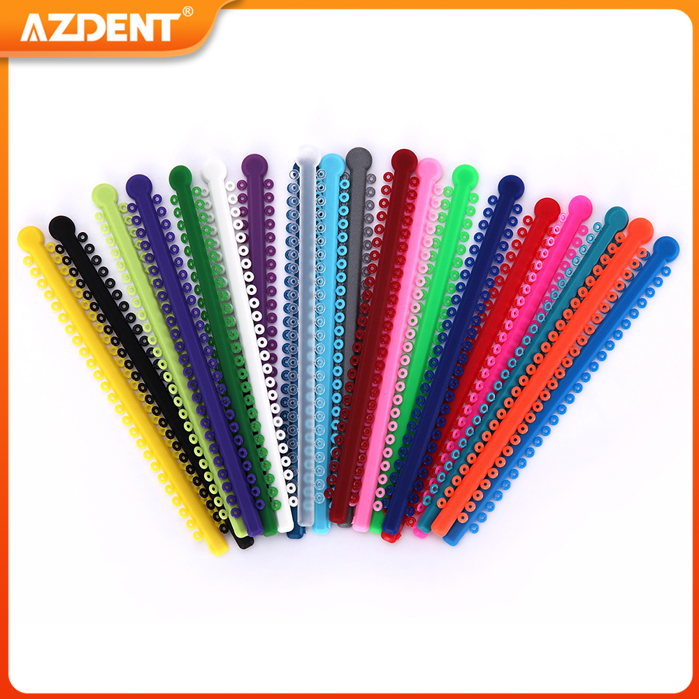 1000 unids/pack AZDENT Dental ortodoncia ligadura elástica bandas ligadura anillo 23 colores suministros de odontología