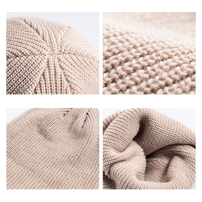 Strickmütze für Damen und Herren, Wolle, modisch, schlicht, warm, Skullies, Mützen, solide Herbst-Winter-Beanie-Mütze, trendiger Stil