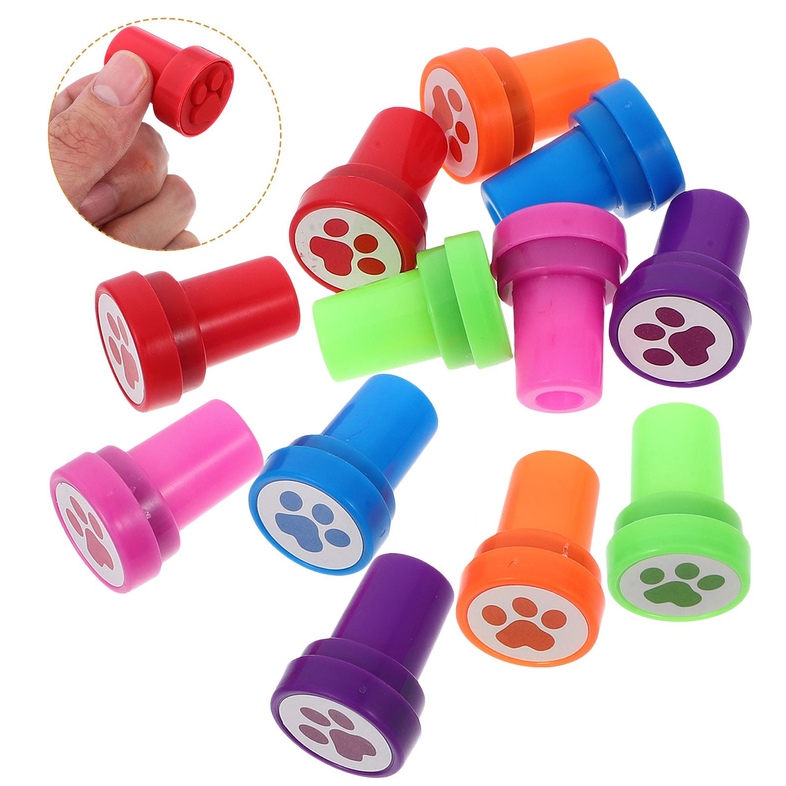 12 Pcs Dog Paw Small Seal Cute Plastic Stamp Print Ornament Decorate Stamps Journal Child