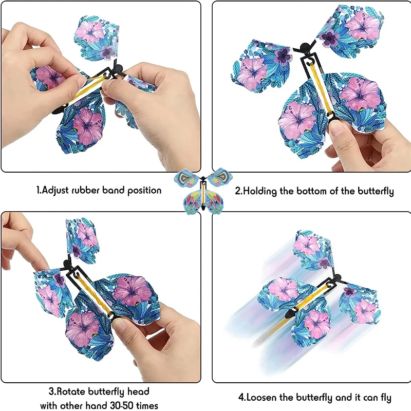 10PCS Zufällige Farbe Magie Fliegende Schmetterling Wind Up Spielzeug Lesezeichen Internet Celebrity Bunte Schmetterling Simulation Party Geschenk
