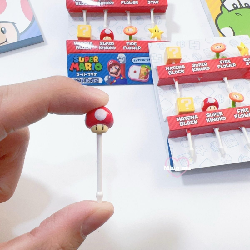 8 個スーパーマリオフルーツフォーク食品グレードのプラスチックミニつまようじケーキ弁当ランチアクセサリー子供の誕生日パーティーの装飾