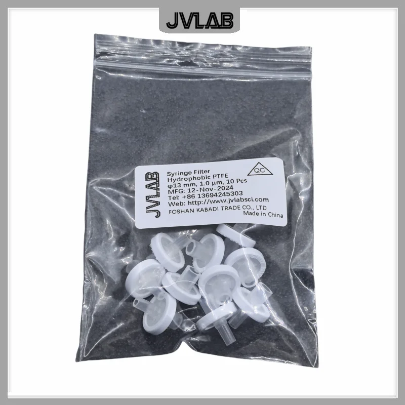Filtro de jeringa de PTFE hidrofóbico, diámetro de bloqueo 13mm 0,22 0,45 0,8 1 1,2 3 5 10 micrones, filtro de aguja de filtración 10/PK
