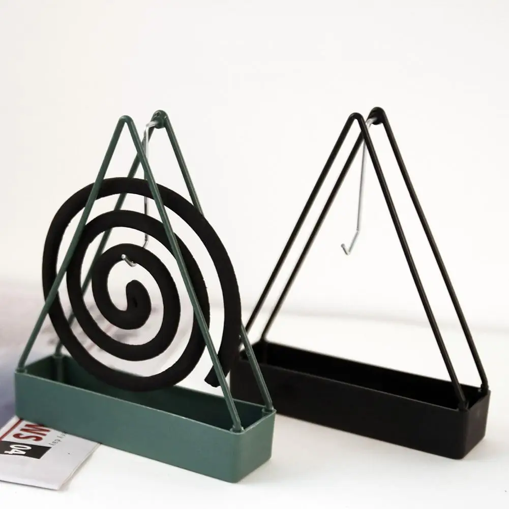 Mosquito Coil Holder With Tray Wrought Iron Repellent Triangular Rack Mosquito Home Shape Incense Tool Decor X2n1