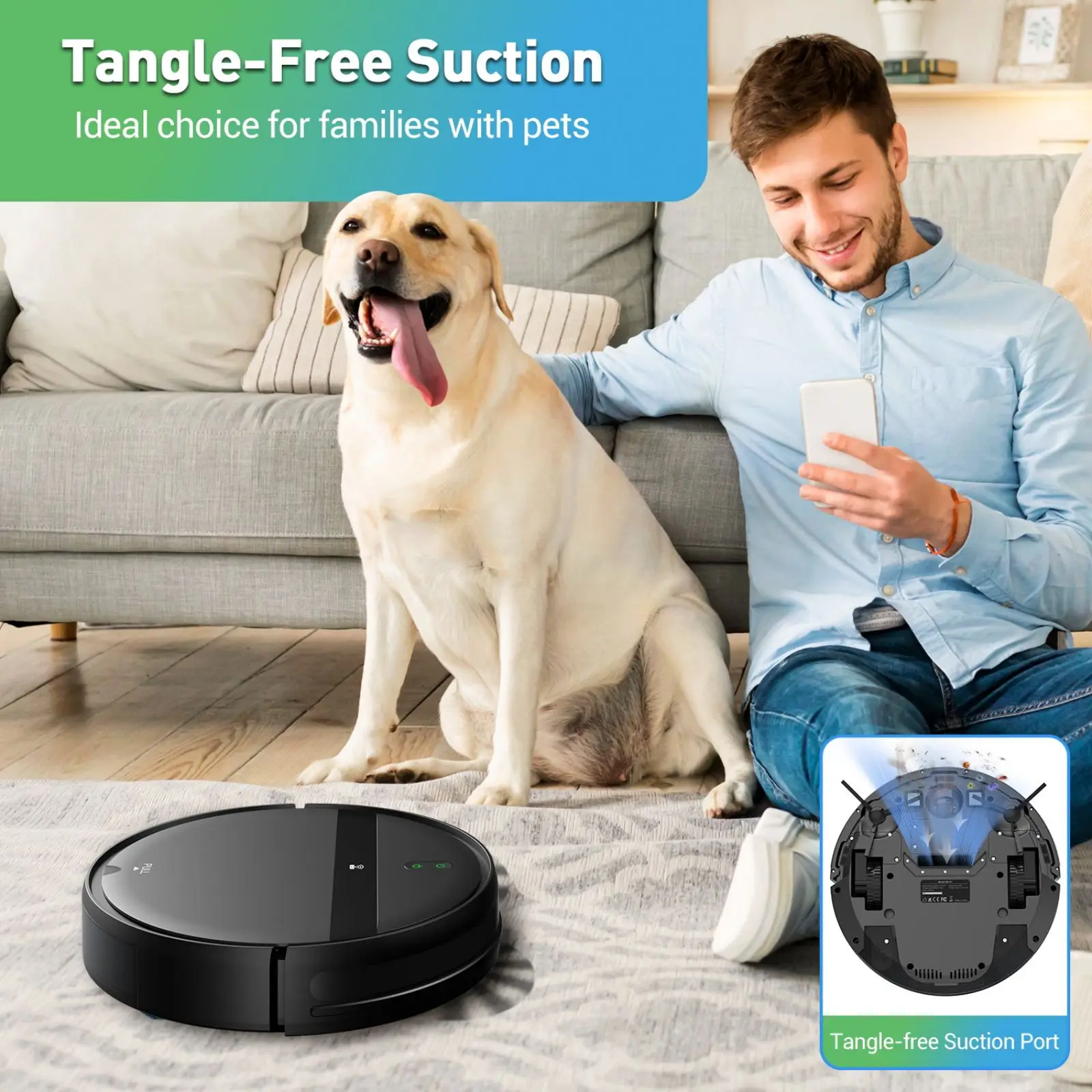 GOOVI G20 Roboter-Staubsauger, 6000 Pa, automatische Reinigung, 3-in-1, Mopp und Sweep, 2500 mAh Akku, Smart WiFi, leise, starke Saugkraft für Tierhaare
