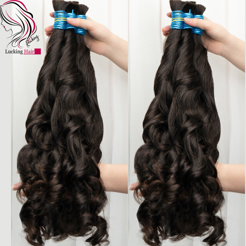 Mink Hair Bulk หลวมลึกน้ําทอผ้า Virgin ขายส่ง Kilo 100% ดิบธรรมชาติอินเดีย Temple Wavy Human Hair Bundles Extensions