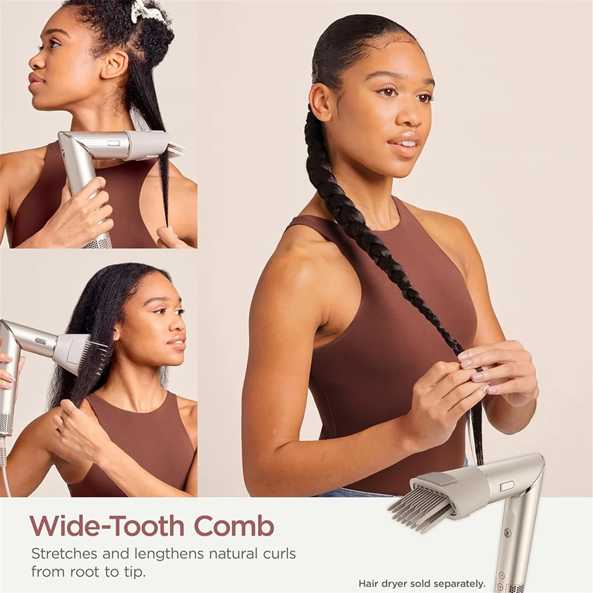 BABQ Wide Tooth Comb and Anti-Flying Nozzle for Shark XSKHD4PA / XSKHD4WTCA FlexStyle Series Air Hair Styling Tool Attachment