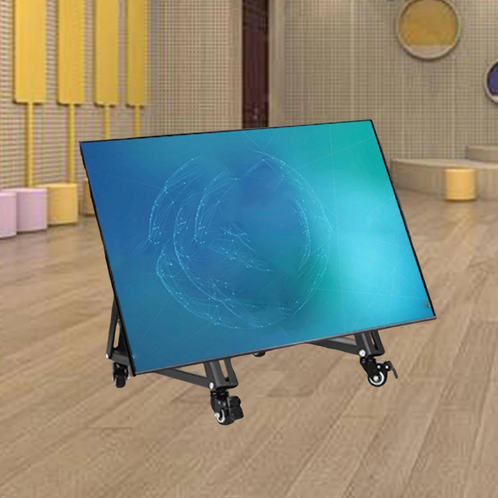 2x Low Height Mobile TV Stand Space Saving Stable Metal Rolling TV Stand with Wheel Monitor Floor Stand Cart for LCD Conferences
