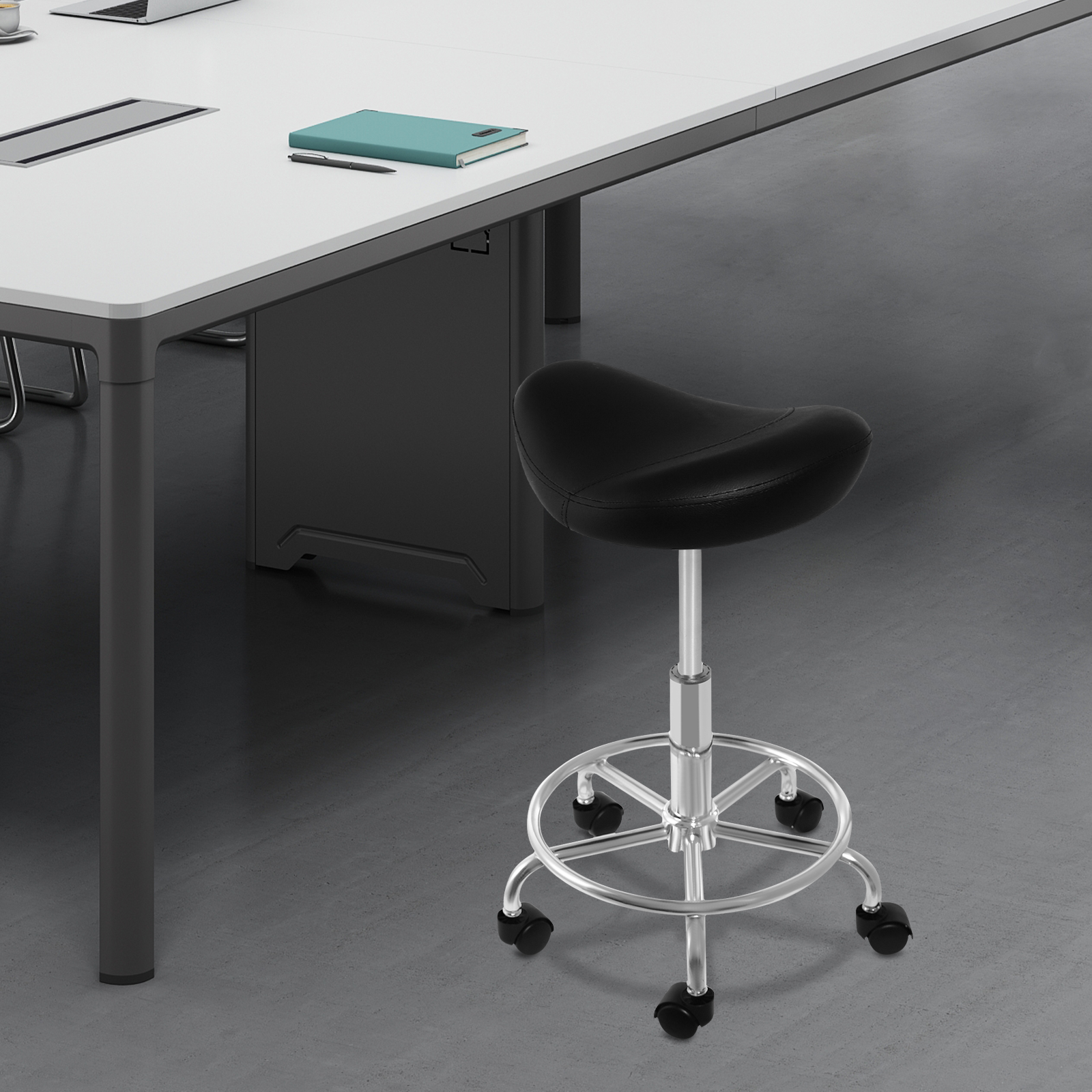 Hebe-Sattelhocker für Büro, Spa, leicht zu reinigen, ergonomisch, verstellbarer rollender Sattelhocker für Heimstudien/Wohnzimmer