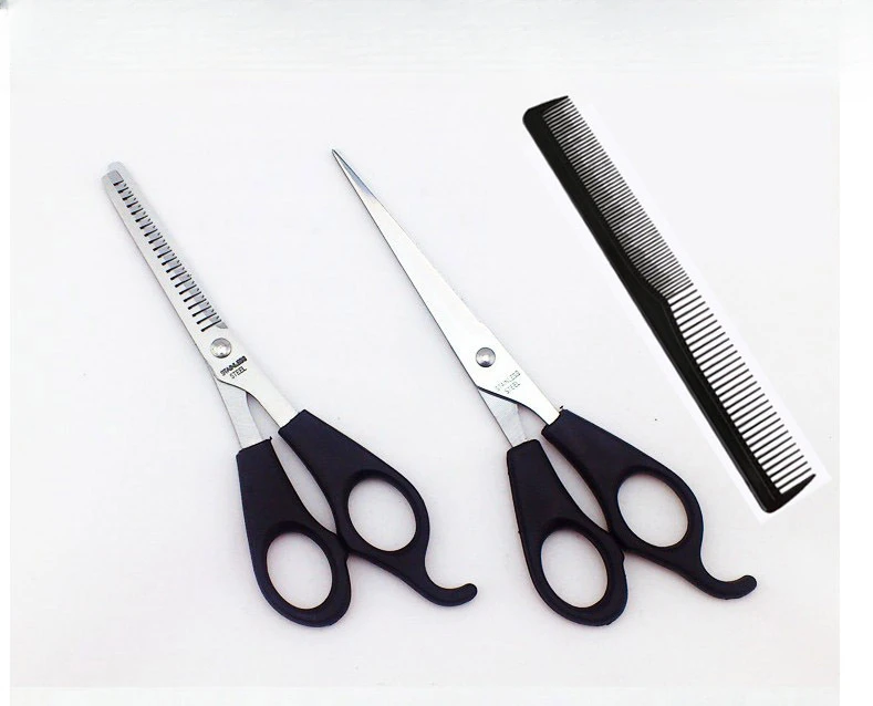 Conjuntos de tesouras de 7 polegadas, 3 peças, adequados para desbaste e modelar cabelos, para homens e mulheres, para acabamento, cortes pontiagudos e cortes planos