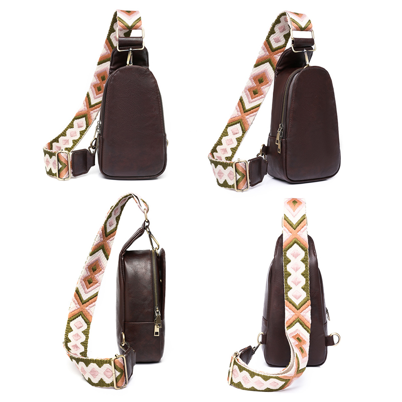 Bolso de pecho multiusos para mujer, bandolera pequeña de cuero PU para ciclismo