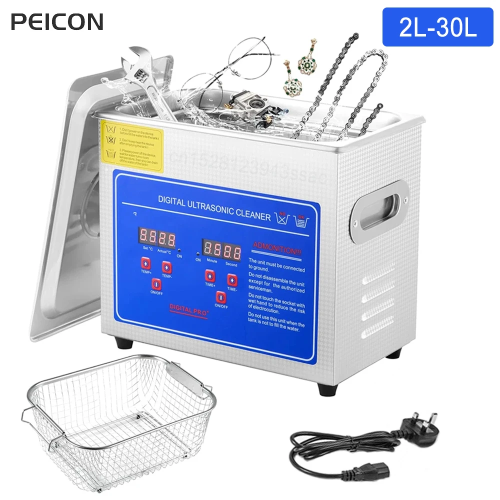 Limpiador ultrasónico de gran capacidad, lavadora calentada, baño para gafas de joyería, 2L, 3L, 6L, 10l, 15l, 22L, 30l