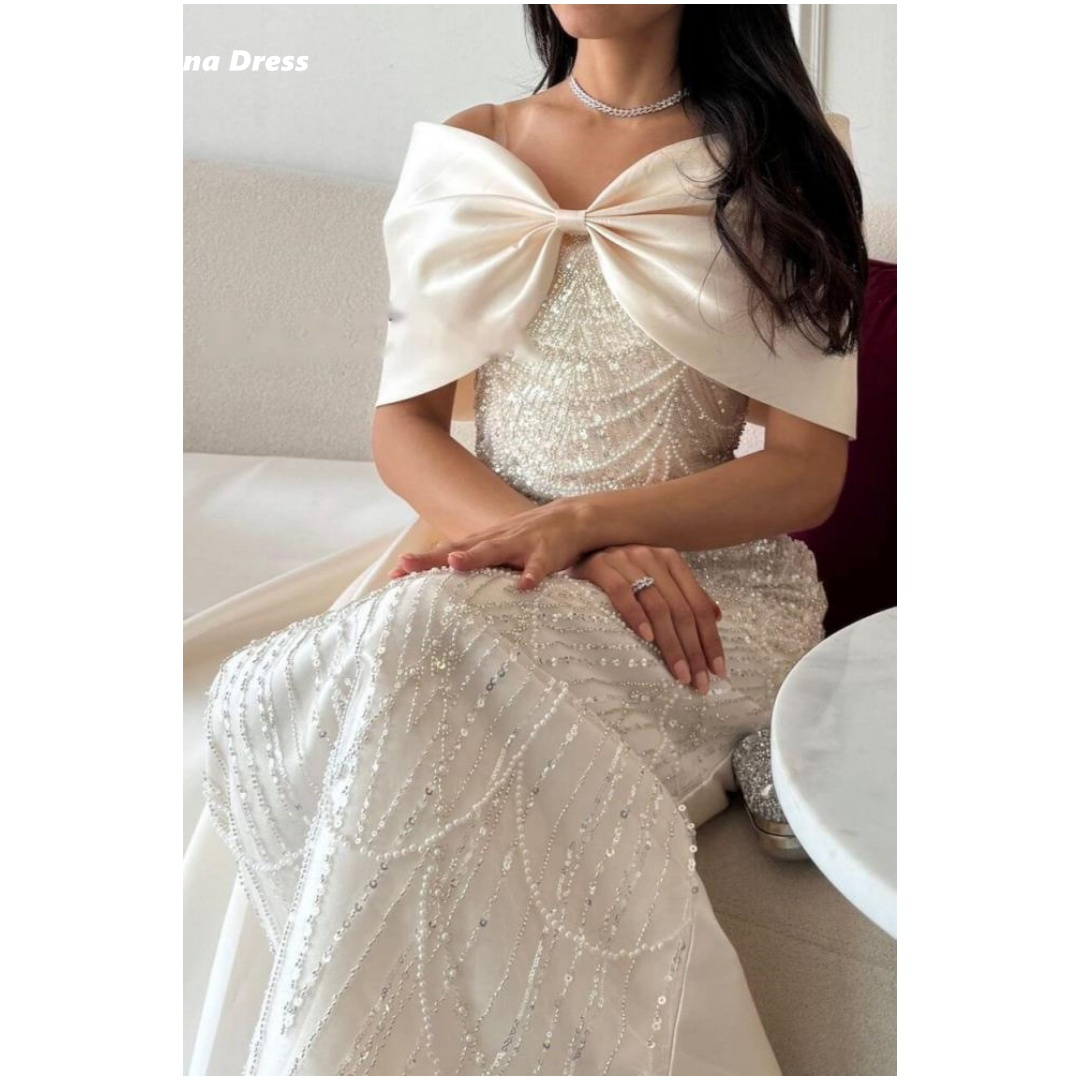 Perlen Damen-Abschlussballkleid 2025, maßgeschneiderte Abendkleider für besondere Anlässe, Schleife Lena, Ballkleid, Luxuskleid, Meerjungfrau-Party