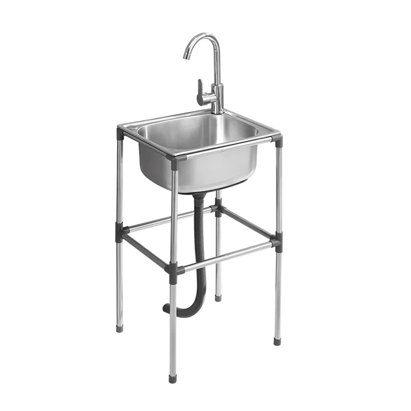 Fregadero de cocina de cuerpo entero de acero inoxidable 100%, lavabo de verduras 304, con soporte