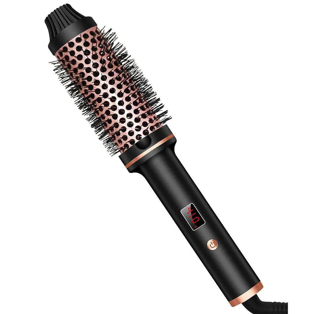 3 em 1 alisador de cabelo iônico profissional curling ferro aquecido escova de estilo de cabelo anti-queimadura escova térmica onda varinha