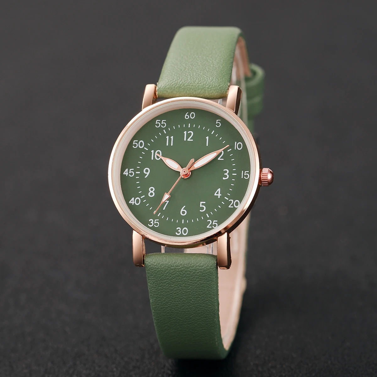 2 ชิ้น/เซ็ตนาฬิกาผู้หญิงแฟชั่นภาษาอาหรับ Dial หนัง Band นาฬิกาควอตซ์สร้อยข้อมือดอกไม้ชุด