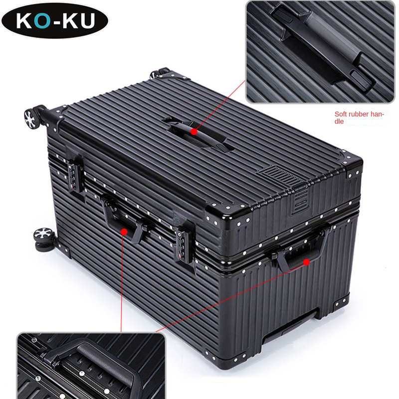 KO-KU特大40/50/60''アルミニウムフレームスーツケース厚トロリーケースABS + PC大容量荷物20キャリーオンスーツケース