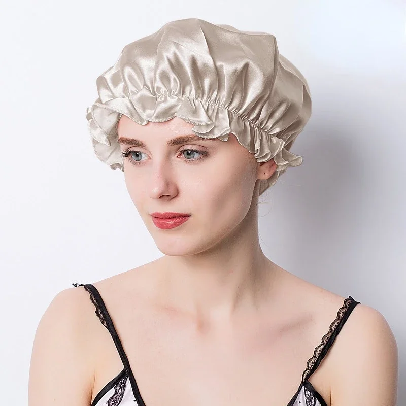 Lớn 100 Lụa Tơ Tằm Bộ Đội Nữ Tóc Bonnets Bao Bọc Đầu Tóc Nón Lụa Cao Cấp Bonnets Đêm Quấn Tóc dâu Tằm Lụa