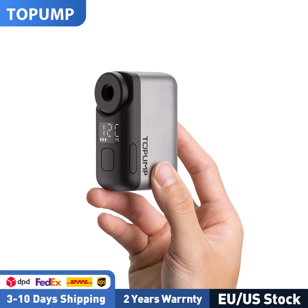 Topump tb2 pro mini bomba elétrica portátil para bicicleta inflador de pneus sem fio 120psi max 450mah bateria com display carregamento rápido
