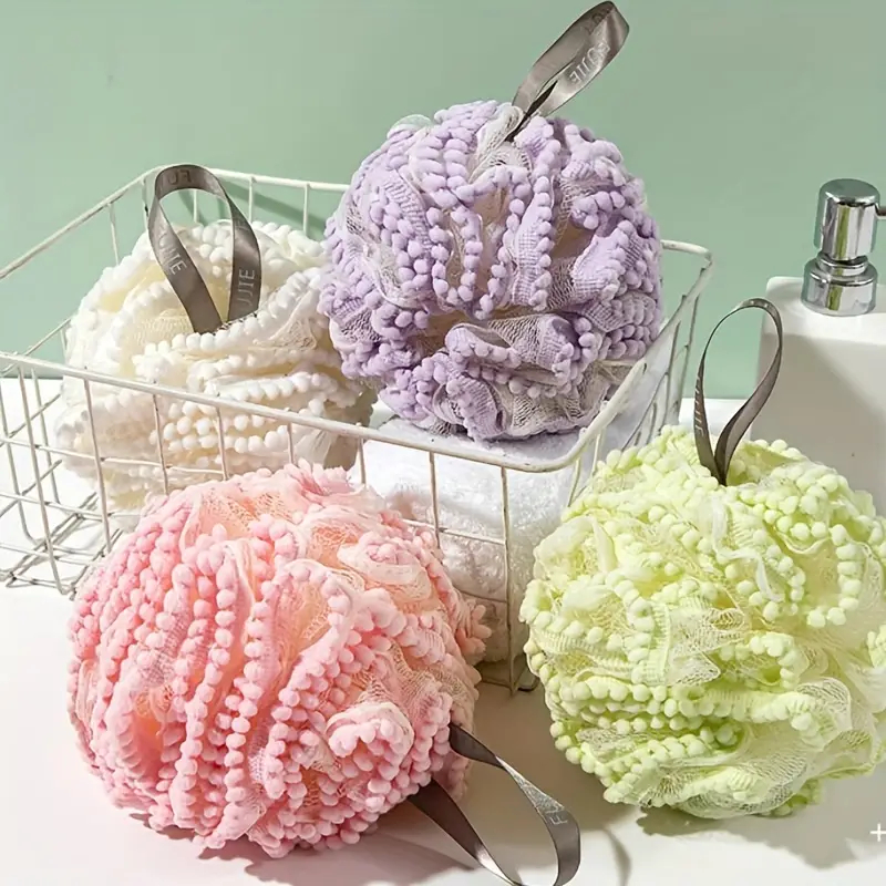 2pcs Bi-Color Shower Sponge Rich Foaming Soft Bath Balls Body Exfoliating Scrubbing Bath Flower Skin Cleaning Tool Bathroom Use