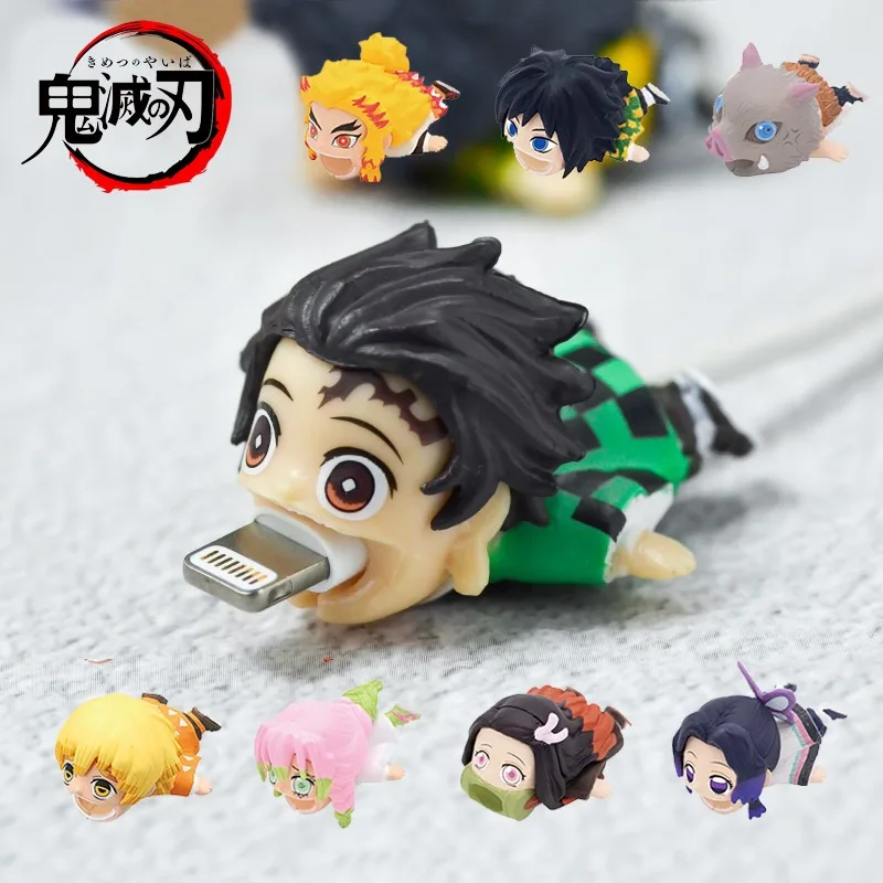 Аниме Demon Slayer зарядный шнур защита Tanjirou USB-кабель чехол для IPhone Xiaomi универсальный защитный чехол Декор подарки