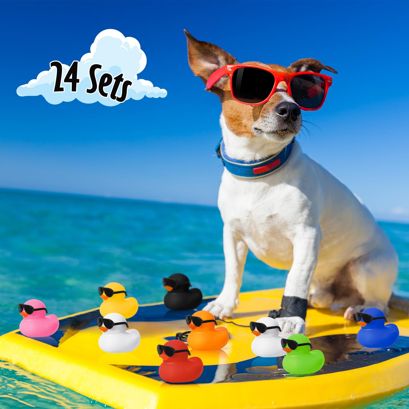 1-100pc Mini Orange Rubber Ducks Set in Bulk with Sunglasses Float Squeak Tiny  Rubber Duck Toy for Kids Party Birthday Supplies