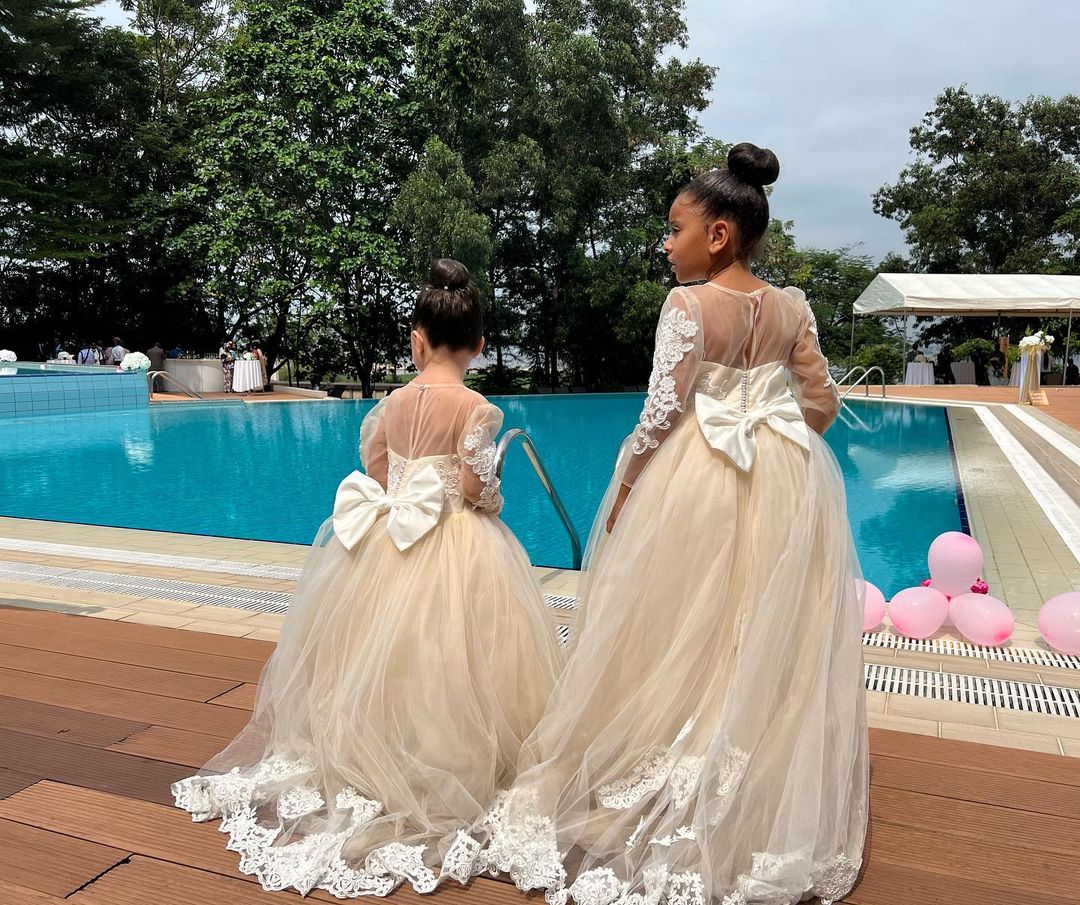 FATAPAese ชุดเดรสสำหรับเด็กผู้หญิงผ้าตาข่ายลูกไม้ลายดอกแนววินเทจสำหรับเด็กงานเลี้ยงแต่งงานชุดเพื่อนเจ้าสาวชุดออกงานกลางคืนชุดไปงานเต้นรำ