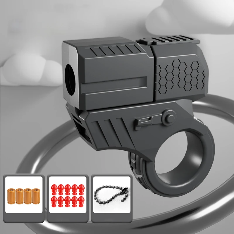 New Mini Gun Shell Ejected Can Launch Decompression EDC Finger Ring Pistol Fidget Spinner Ratchet Anxiety Stress Relief Toy Guns