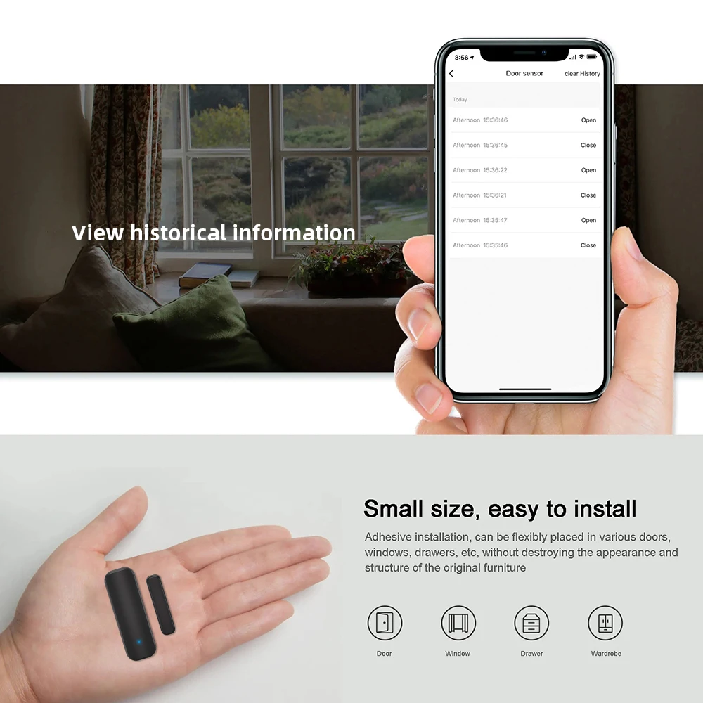 Tuya ZigBee/WiFi Raamdeursensor Smart Home Draadloze deur Open Close Detectoren APP Alarm op afstand Werk met Alexa Google Home