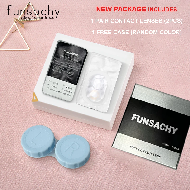 FUNSACHY 1 คู่ที่มีสีสันคอสเพลย์คอนแทคเลนส์สําหรับตาสีแฟชั่นสีชมพูคอนแทคเลนส์สีเขียวเครื่องสําอางค์นักเรียนรายปีเลนส์สีแดง