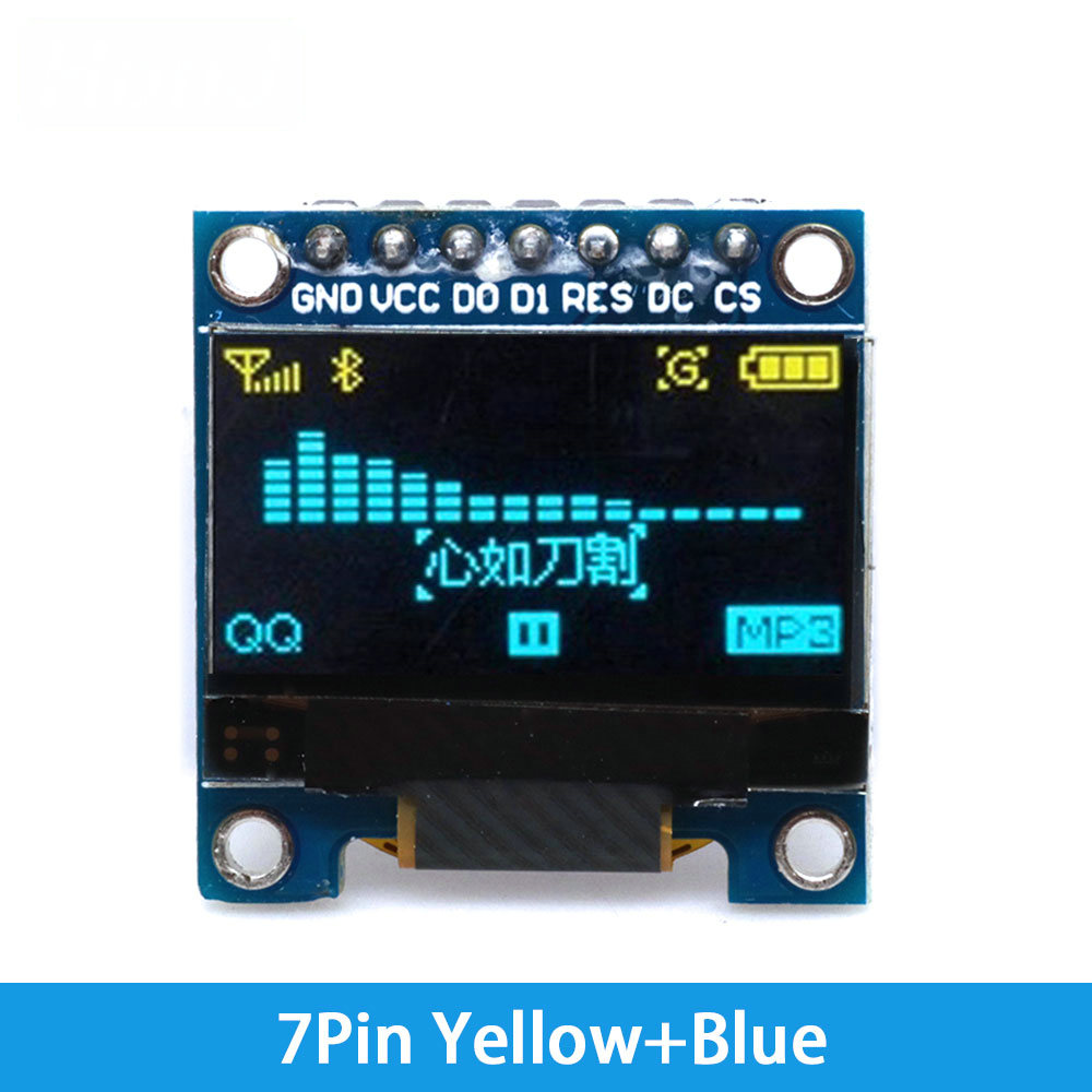 0.96 Inch OLED Display Module SSD1306 I2C IIC SPI Serial 128X64 LCD 4 Pin YellowBlue WhiteBlue for Arduino(Pin Headers Soldered)