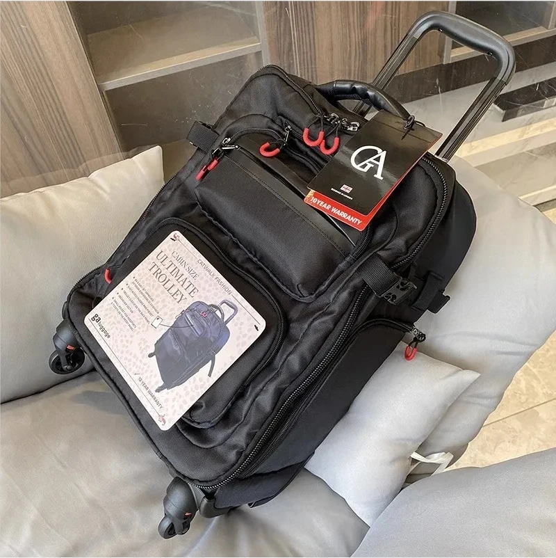 Koffer Trolley Laptoptasche Männer Spinner Rucksack mit Rädern 18/20/22 Zoll Kabine Reisetaschen Wasserdichte Rollgepäck Rucksäcke
