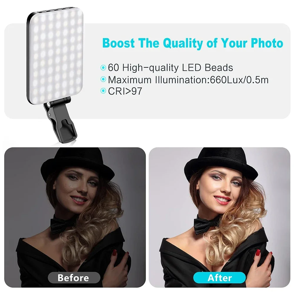 Mini-Fülllicht, 2500 mA, LED, gerade Tasche, Videofotografie, Beleuchtung, Tasche, Live-Vlog-Clip für Telefon, iPhone, iPad, Laptop, Kamera