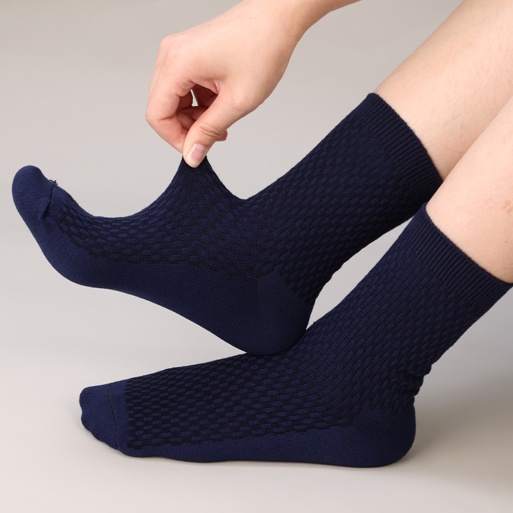 Bamboo Fiber Men Socks High Quality Breatheable New Compression Solid Color Casual Business Anti-Bacterial Mid-tube Stockings