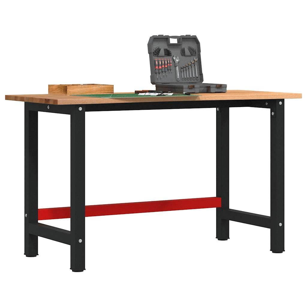 Light Brown Solid Oak Workbench 140x60x81.5 cm – Durable & Stylish Wood Table for Home or Workshop