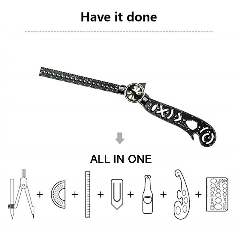 Multifunctional Drawing Ruler Magnetic Map Protractor Sewing Tools Circles Compass Bend Measure Tailors Pattern Student Supplies