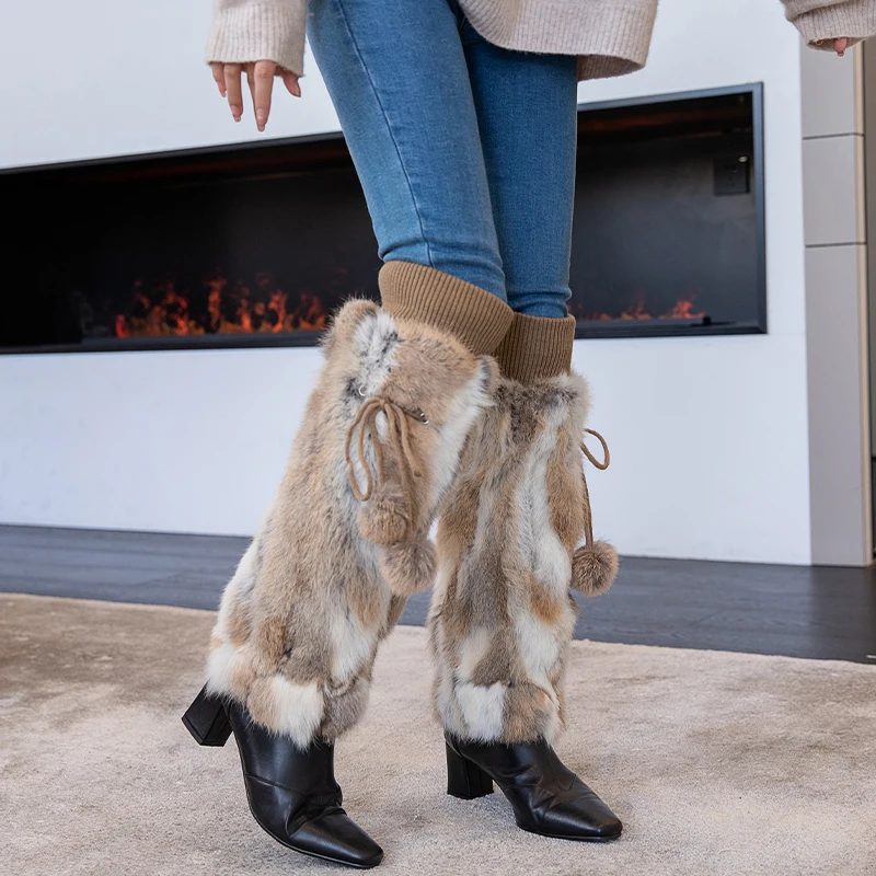 女性のための本物の毛皮のようなレッグウォーマー,jkブーツ,女の子のブーツカバー,原宿,スーパーフットウォーマー,冬,1