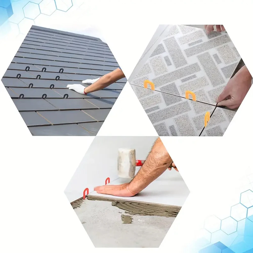 100/200Pcs Reusable U-Shape Ceramic Spacers Tile Clips Leveling System Wedge for Floor Wall Tile Gap Fixing Construction Tools