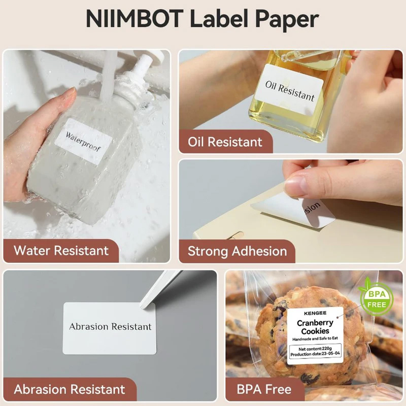 Niimbot B21 B1 B3S Impressora de etiquetas conveniente Papel de impressão de adesivos brancos 1 rolo anti-rasgo, à prova d'água e resistente a óleo