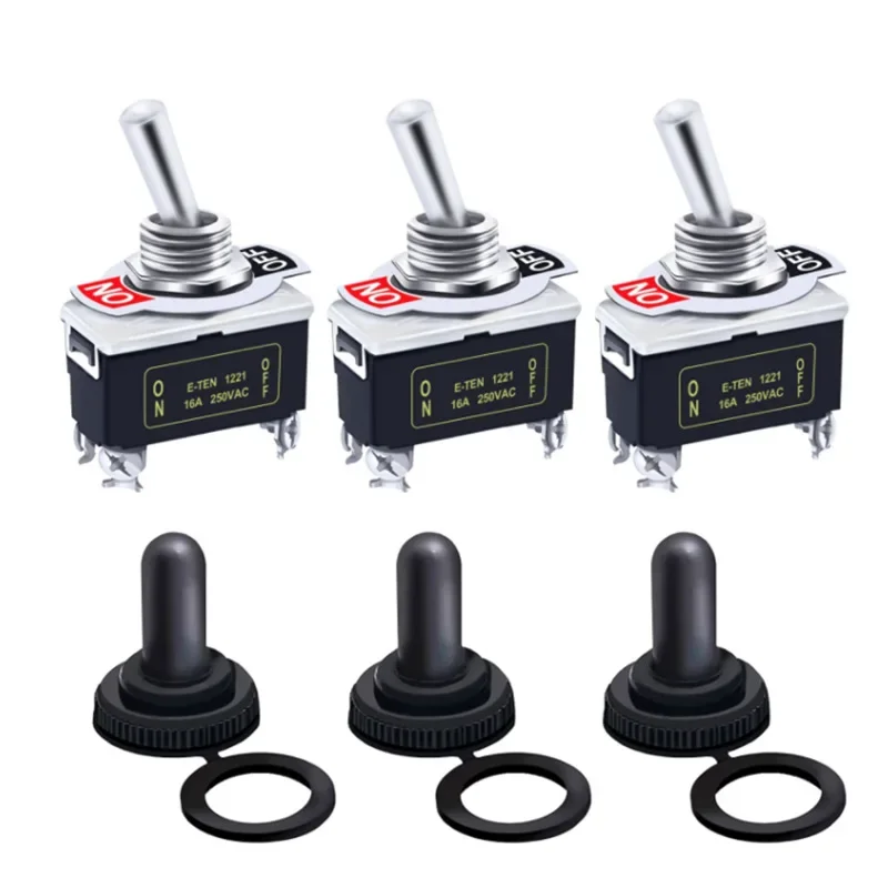 5 pçs resistente carro barco rocker interruptor de alternância 15a 250v 2pin spst ligar/desligar interruptores rocker com bota à prova dwaterproof água spst rocker interruptor