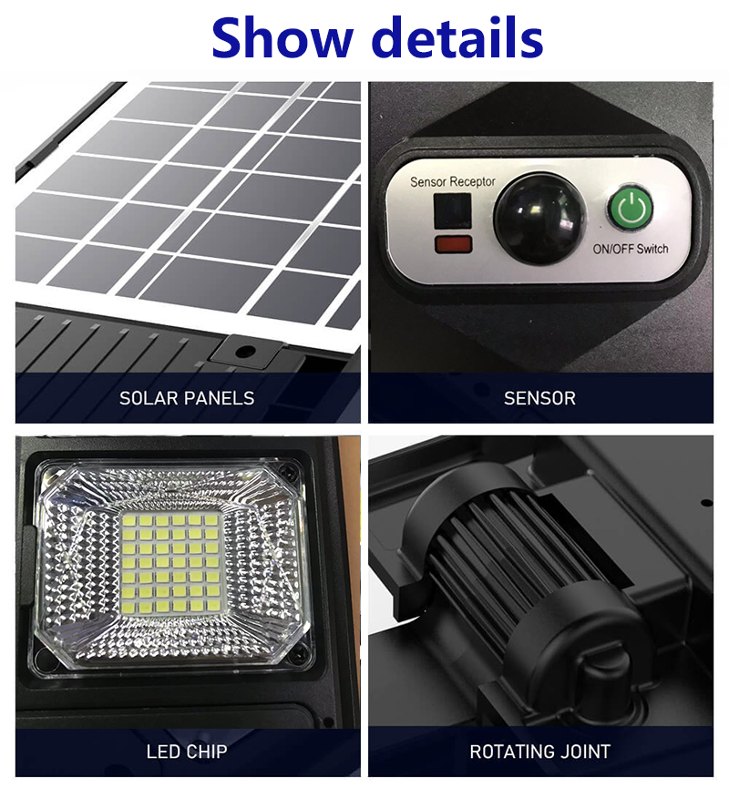 Super Bright 804 LED Solar Lights, Lâmpada de rua ao ar livre, Luz solar, 3 modos, IPX68 impermeável, Iluminação do jardim com sensor de movimento inteligente