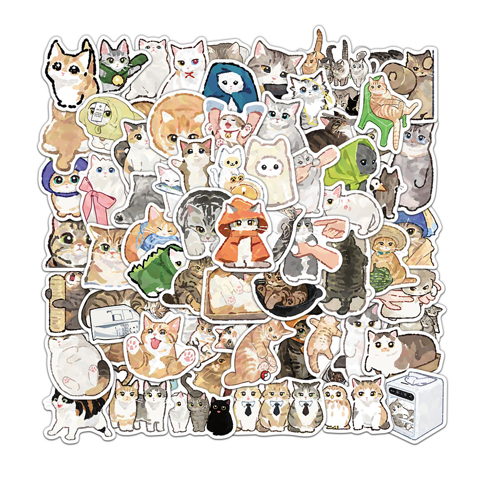 77/154/231 PCS Cartoon Katze Aufkleber Exquisite Tier Konto Materialien Telefon Fällen Laptop Gepäck Wasserdichte Aufkleber