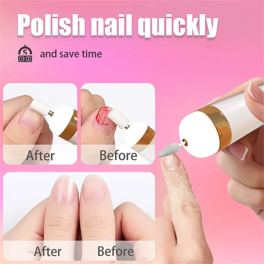 5 in 1 เครื่องเจาะเล็บไฟฟ้าแบบพกพามินิไฟฟ้าเล็บปากกาเครื่องมือสําหรับเจล Remover
