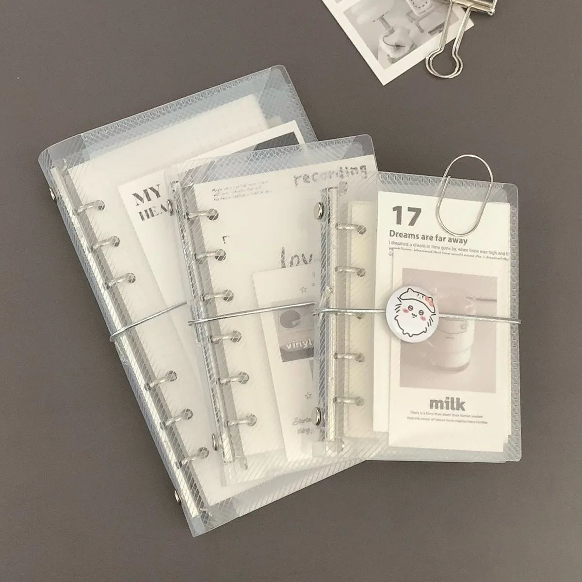M5 A7 A6 Diagonal PP tres pliegues PP cubierta de cuaderno de hojas sueltas Mini pegatina portátil tarjeta pequeña libro mayor de almacenamiento de fotos