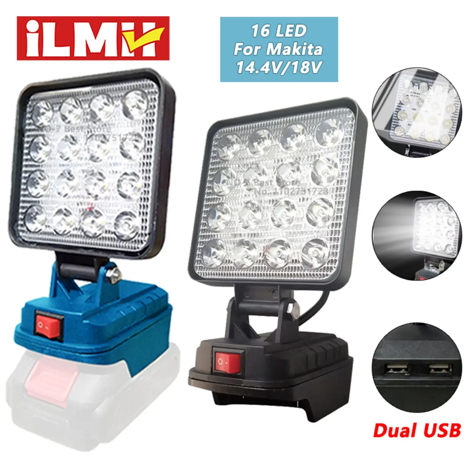 Luce a LED per batteria Makita Faretto portatile da 4 pollici Cordless Lavoro all'aperto Pesca Strumento di emergenza portatileLuce senza batteria No USB
