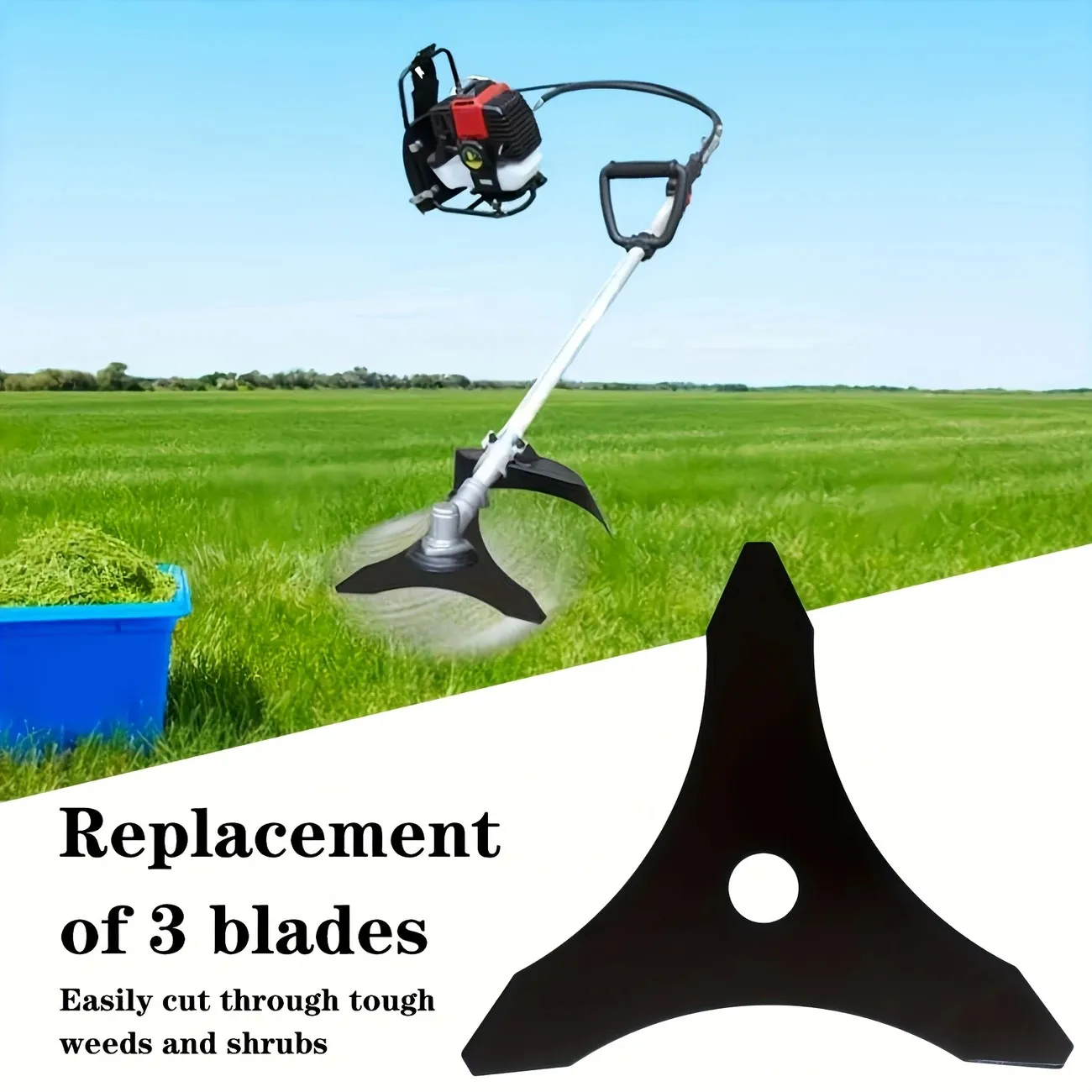10" x 3T Brush Cutter Trimmer Blade 3 Tooth Replacement for almost all straight shaft trimmers that accommodate the size provide