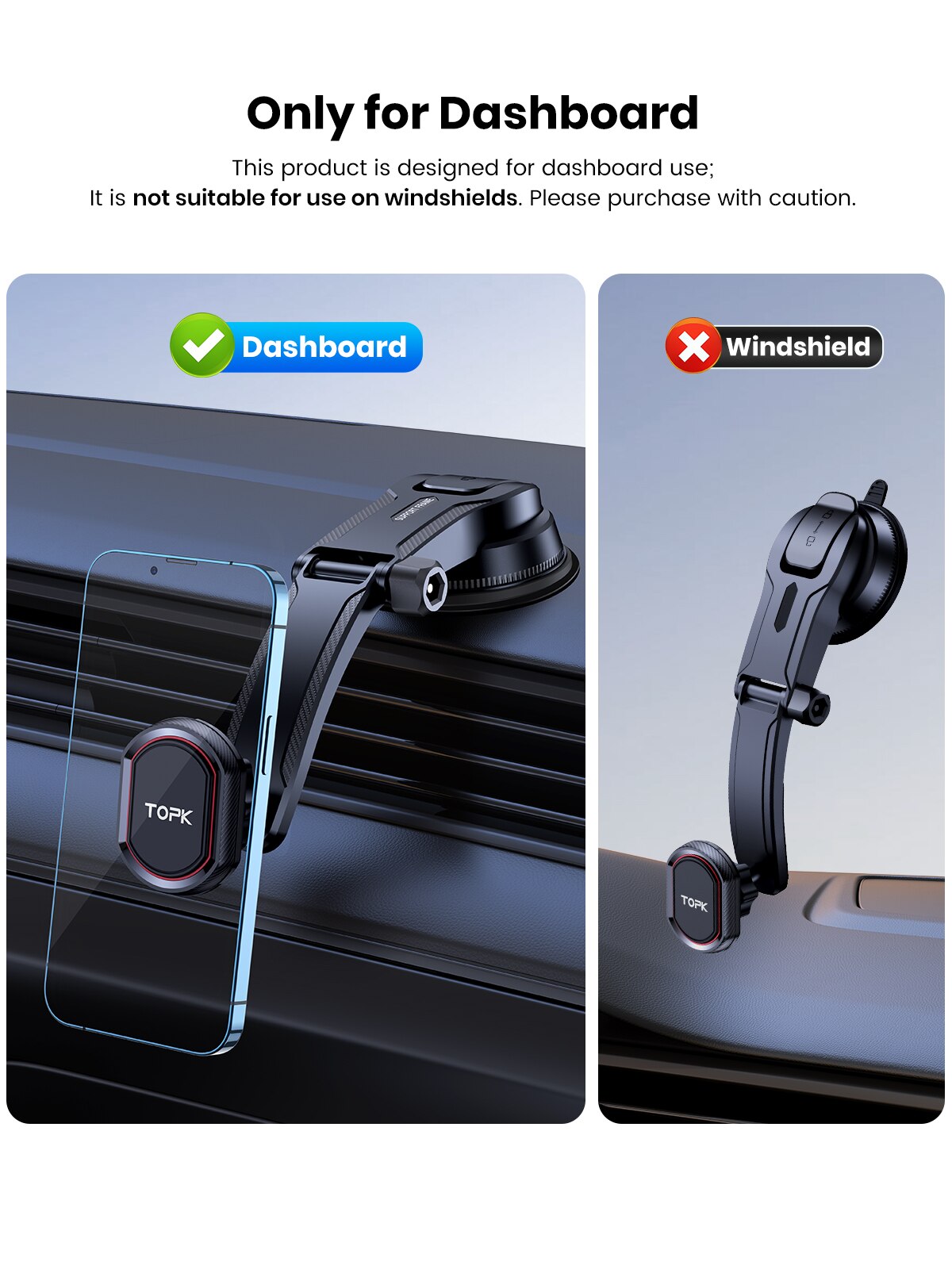 TOPK Support de téléphone de voiture Support par gravité pour iPhone Xiaomi Samsung Support Mobile de voiture pour tableau de bord pare-brise Support de téléphone pour grille d'aération