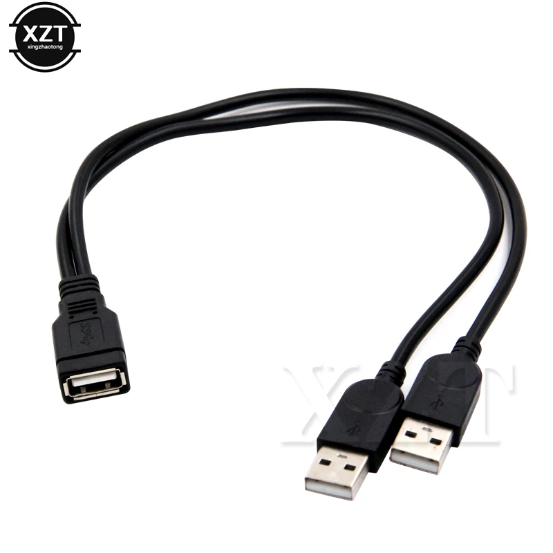 1 шт. 35 см USB 2.0 и кабель USB двойной разветвитель кабель «мама» на USB 2 «папа» мощность высококачественный удлинительный кабель от один до два