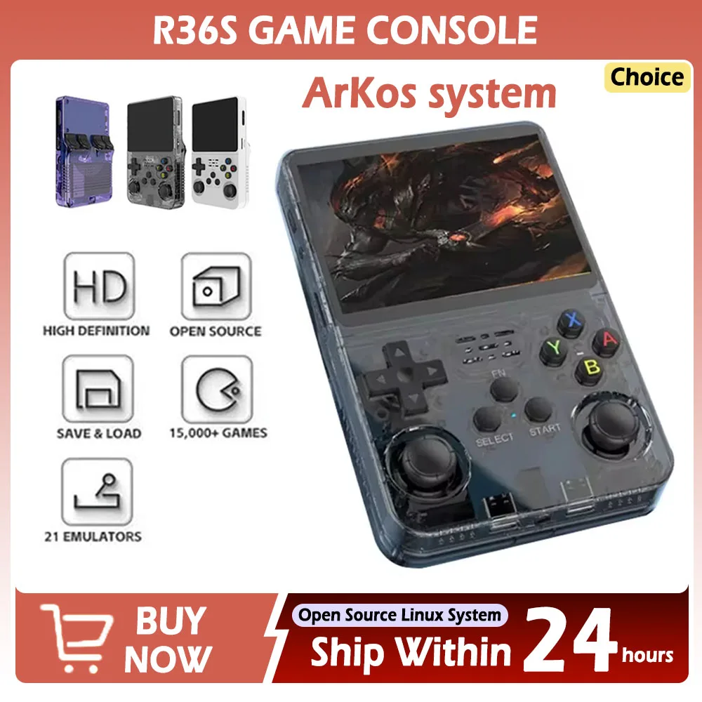 Console di gioco portatile portatile R36S Schermo IPS da 3,5 pollici 640x480 Memoria incorporata da 64 GB Giochi classici e giochi simulatore