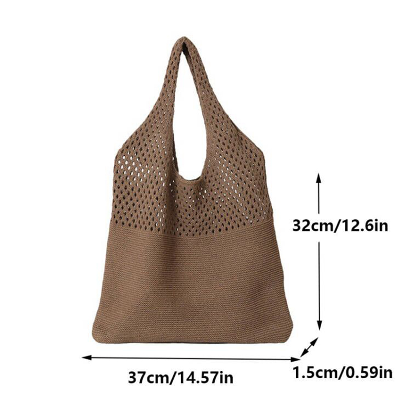 Neue Trend frauen Tasche Häkeln Handtasche Retro Gestrickte Geflecht Einfarbig Hohl Schwarz Khaki Top-griff Einkaufstasche shopper